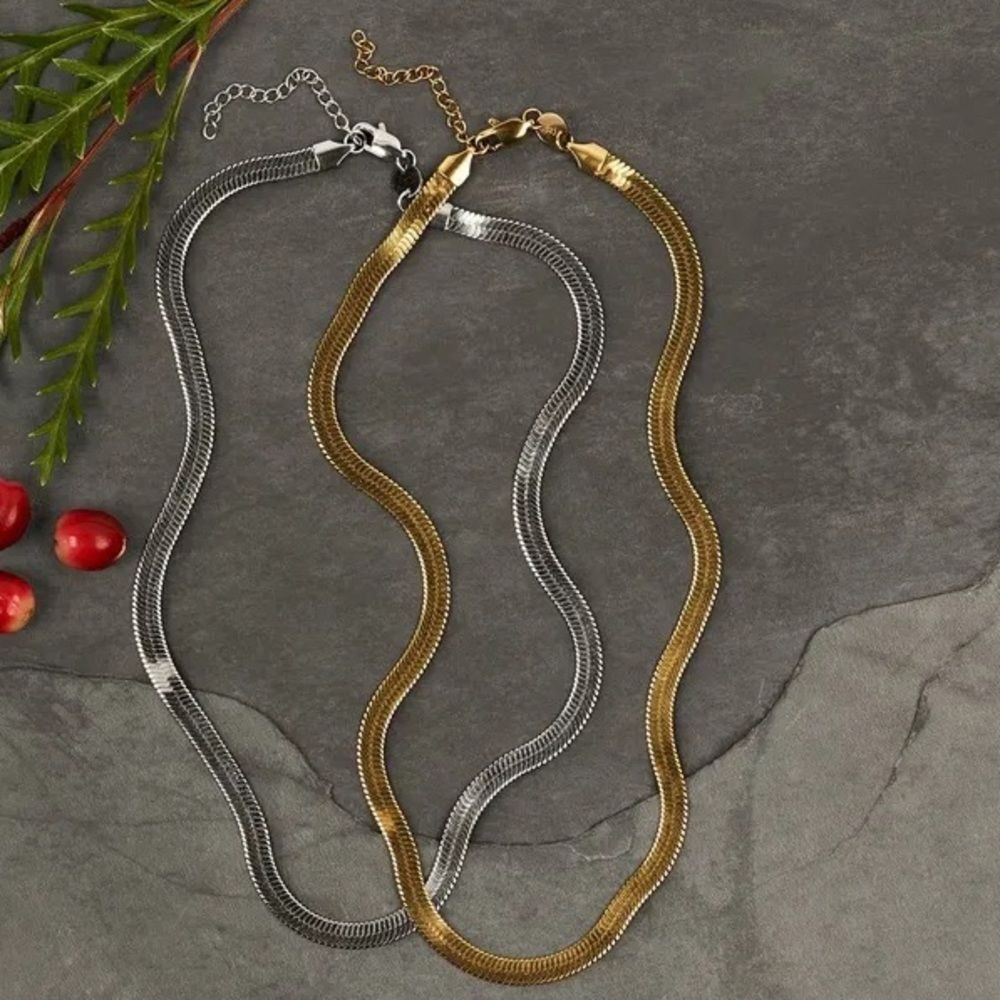 Jennifer‎ Zeuner Allie Gold Herringbone Chain Necklace New